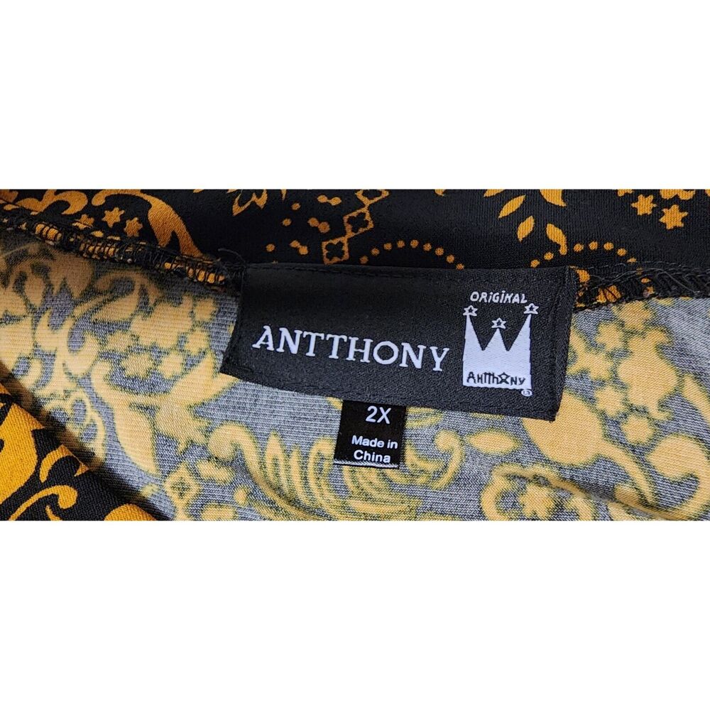 Anthony Women's V-NECK Long Balloon Sleeve Plus Size 2X Color Brown/Black Dress - Picture 5 of 7